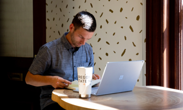 An MBA student working in OSU Portland Center